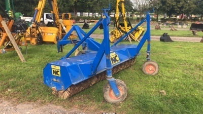 NC 8ft rotary sweeper brush c/w heavy duty castor wheels, hydraulic angling