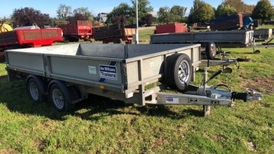 Ifor Williams LM126 12ft x 6ft twin wheel trailer with ramps, drop sides, lights, spare wheel, leaf springs, muguards, good brakes