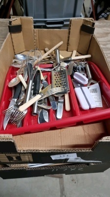 2 Boxes of cutlery & crockery