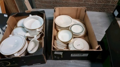 2 Boxes of mixed plates, bowls & turines