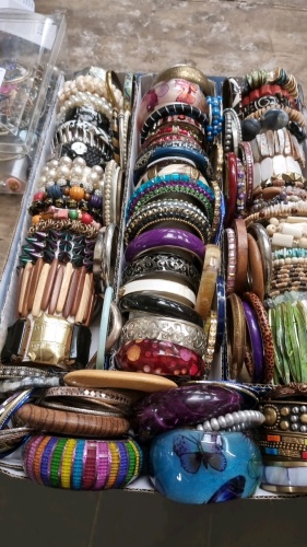 Large box of bangles and bracelets
