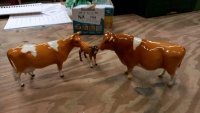 3 Beswick Guernsey Sabrinas, Sir Richmond, bull, cow and calf
