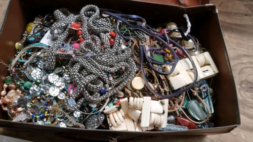 Attache case full of costume jewellery including spares and repairs