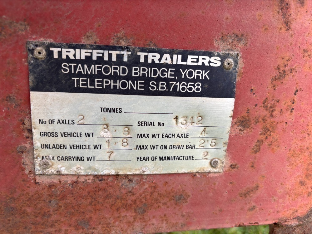 Triffitt 7T tandem axle trailer | Stephensons Rural Farm Sale on ...
