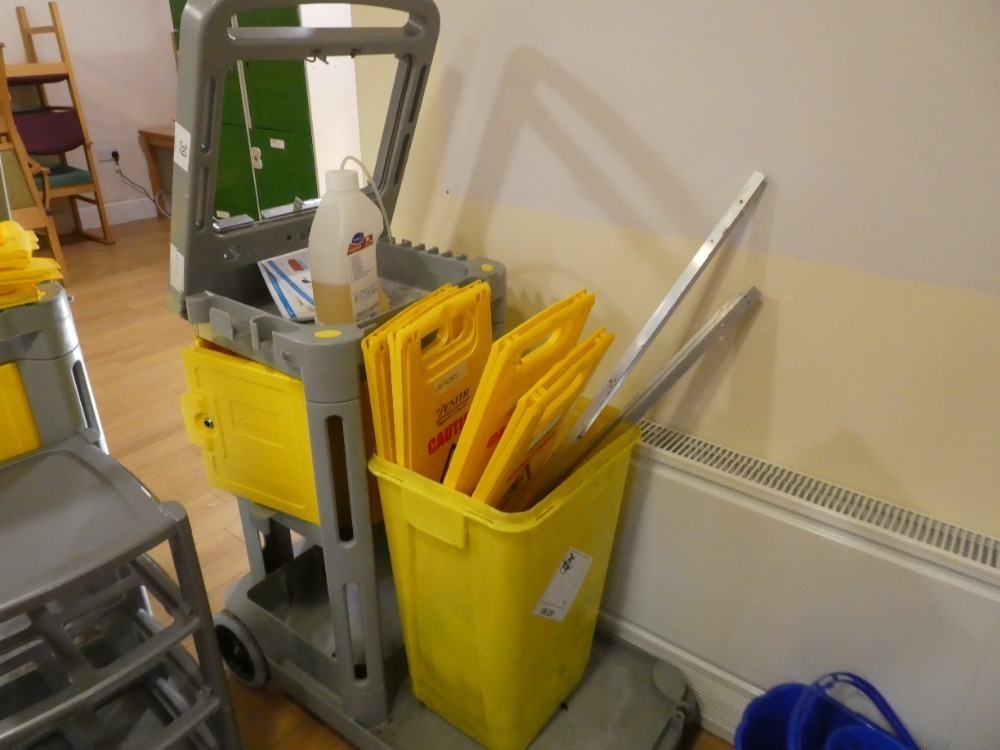 Continental multipurpose cleaning trolley c/w wet floor signs
