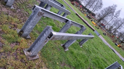 2 galvanised crash barriers and stands
