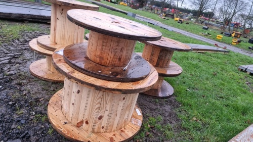 4 x large wooden bobbin reels