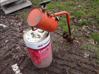 Gas burner, drum of tractor oil