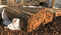 Pack of new oak beams, planed boards, spars, joists, T&G, shiplap, mixed sizes joinery etc 142” x 3”X1”