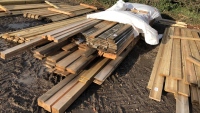 Pack of new oak beams, planed boards, spars, joists, T&G, shiplap, mixed sizes joinery etc, various