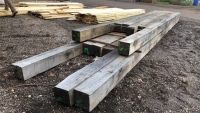 Pack of new oak beams, planed boards, spars, joists, T&G, shiplap, mixed sizes joinery etc. longest is 20ft, 6”x6”