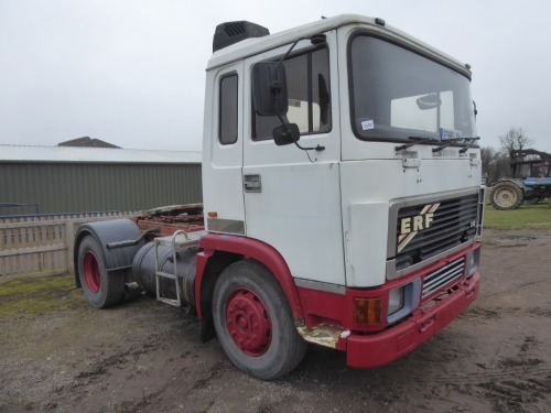 ERF E10 4x2 tractor unit, drives and starts fine. Ideal yard or export. No batteries on truck. V5 supplied