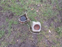 Pair of old MF cowl headlamps