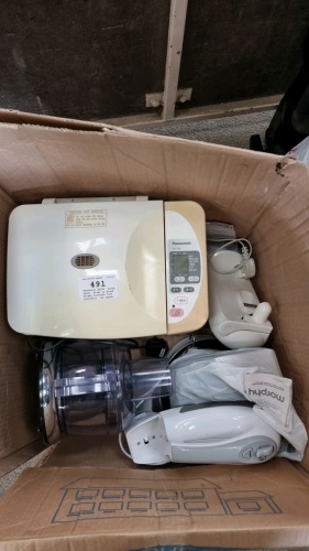 Panasonic SD206 bread maker, mixer on stand, Morphy Richards food processor, can opener