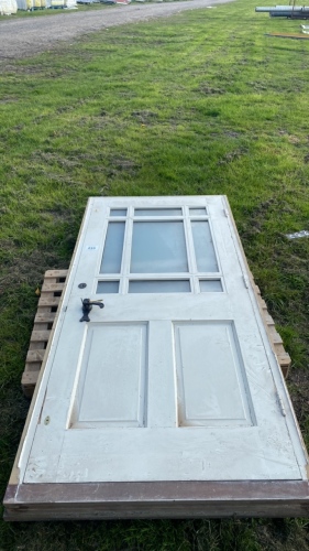 Half glazed hardwood door and frame with lock and keys 82’ x 40’