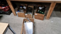 4 boxes of assorted kitchen pans & trays