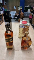 2 bottles of Dimple and Johnny Walker whisky