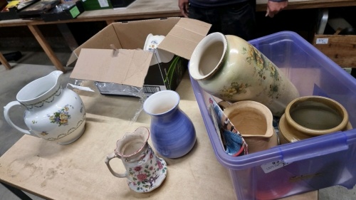 2 boxes of assorted vases & jugs