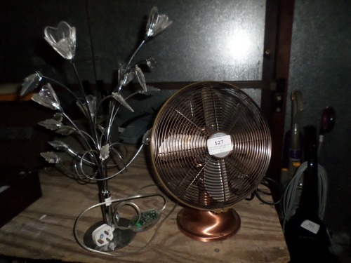Micromark desk fan and glass/silver lamp
