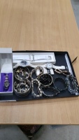 Tray of watches and bangles