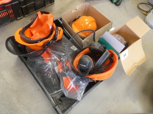 6 x chainsaw helmets c/w visors and ear muffs