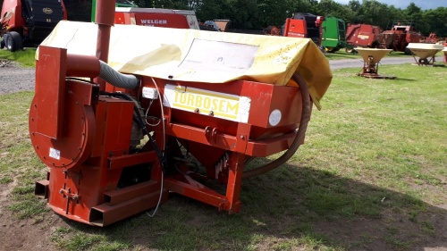 Herriau Turbosem spaced seeder hopper with twin 12 outlet heads, control box, alternative belts and spares in office