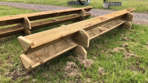 2 x new wooden sheep troughs