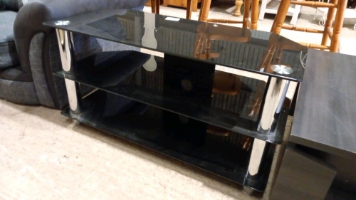 Black glass TV corner unit