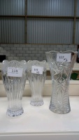 3 x crystal vases