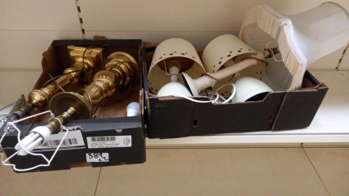 2 Boxes of table lamps and heavy brass