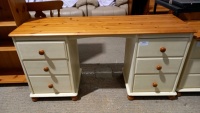 Pine double pedestal dressing table