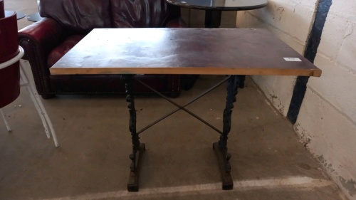 Square cast iron and wood pub table