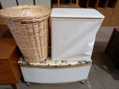 Blanket box and 2 linen baskets