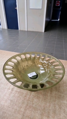 Large green glass designer bowl
