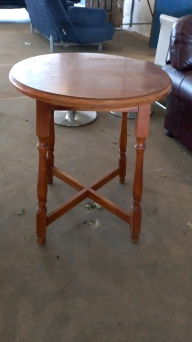 Small round vintage wooden table
