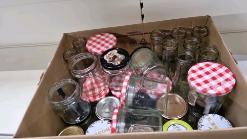 Box of glass jars and lids