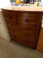 Vintage mahogany bow fronted chest of drawers