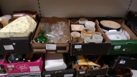 4 x boxes of kitchen glassware, jars, plates and placemats