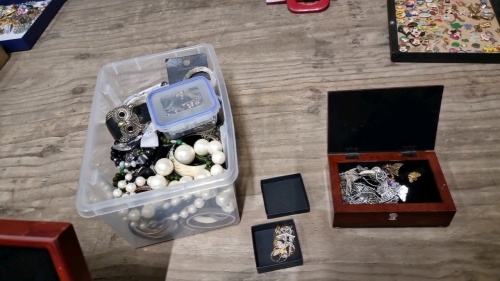 Plastic box of jewellery
