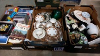 2 x boxes of china tea set & ornaments including Wedgwood wall plates with certificates