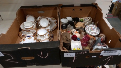 Taylor & Kent Longton tea servive and box of mixed ornaments