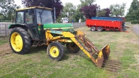 John Deere 1640 tractor c/w loader and fork, C reg, very good runner, has third service, new battery, road registered but lost V5