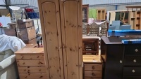 Pine drawers, pine wardrobe, pine bedside drawers