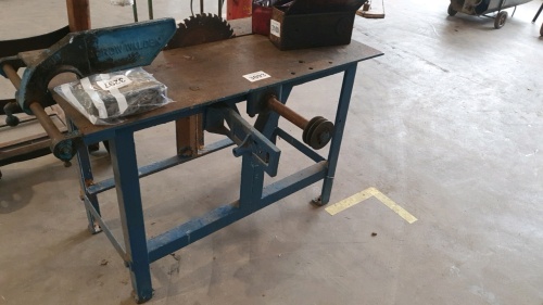 Pully driven vintage saw bench