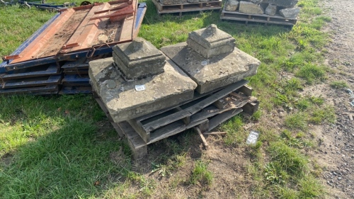 2 stone pillar tops