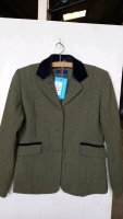 33" green jacket, blue collar with buttons