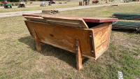 Vintage wooden iron bound feed bin with modern lid, L182cm x W75cm x H83cm