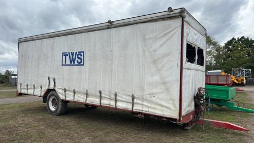 Vegcraft single axle curtain side vegetable harvesting trailer c/w internal conveyor