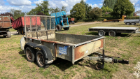 Plant trailer for mini digger. Good floor but needs new jockey wheel and attention to brakes