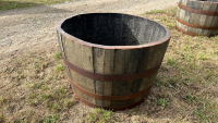 Oak barrel planter